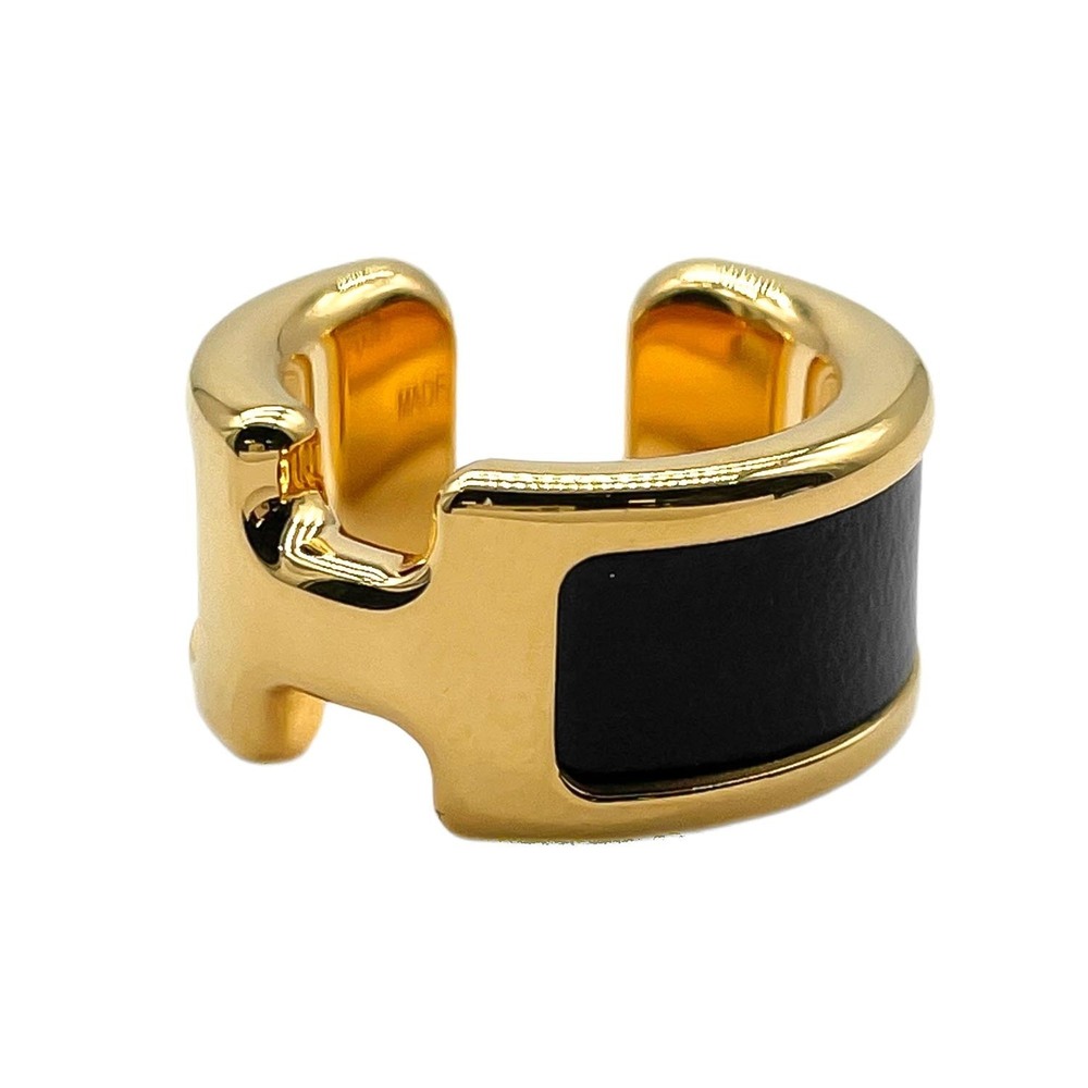 HERMES Black Leather Earrings